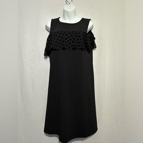 Poof! Black Sheath Midi Dress Cold Shoulder - Picture 1 of 4